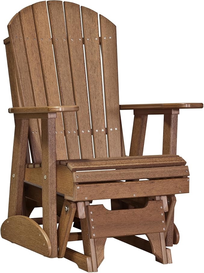 LuxCraft 2' Adirondack Glider Chair, Outdoor Patio Rocking Glider, Gliding Rocker for Outside (Antique Mahogany) - Photo 1