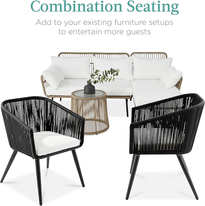 Best Choice Products Set of 2 Patio Dining Chairs, Outdoor Seating for Backyard, Poolside, Balcony w/Woven Wicker Design - Photo 7