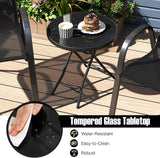 Tangkula Round Folding Side Table, 18 Inch Patio Coffee Table with Tempered Glass Tabletop and Metal Frame - Photo 8