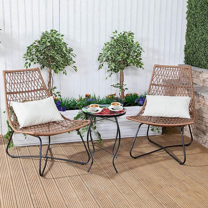 VCUTEKA Patio Side Table Outdoor Accent Table Small Mosaic Tables Coffee End Porch Tables Indoor Outdoor Round Glass Balcony Bistro Plant Stand Hummingbird Poppy 14 inches