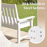 RELAX4LIFE 2-Person Patio Outdoor Bench - 52’’ All-Weather HDPE Garden Bench with Armrests & Slatted Backrest - Photo 7