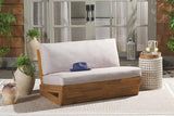 SAFAVIEH Outdoor Patio Furniture Collection Lynn Natural & Light Grey Solid Wood Sofa (PAT7329B) - Photo 2