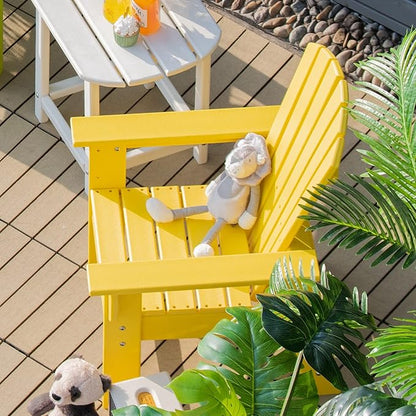 Giantex Adirondack Chair, Kids HDPE Patio Lawn Chair with Ergonomic Backrest for Deck, Porch, Backyard, Poolside, Indoor, Weather Resistance Toddler Outdoor Chair (2, Yellow)