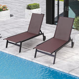 EROMMY Patio Chaise Lounge Chair Set of 2 with Wheels, Outdoor Lounge Chairs with Adjustable Backrest - Photo 1
