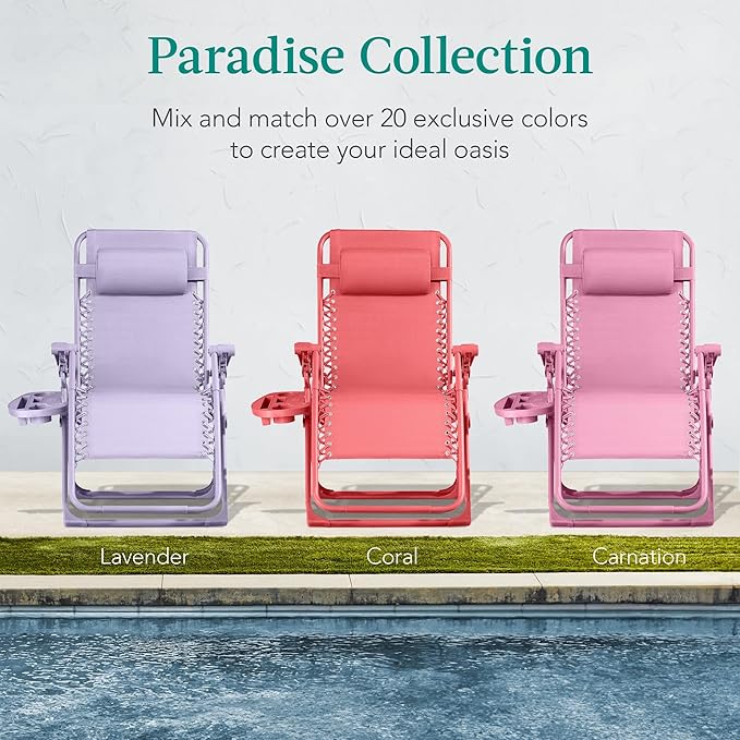 Best Choice Products Adjustable Zero Gravity Chair, Monochromatic Color Folding Patio Recliner w/Side Tray - Photo 7