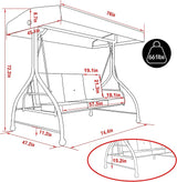MUPATER 3-Seat Patio Porch Swing Chair, 2-in-1 Outdoor Canopy Swing Glider with Stand and Cushion for Patio, Poolside - Photo 2