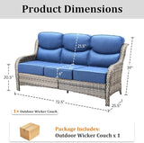 71'' Patio Couch Outdoor Wicker Sofa, Heavy Duty All-Weather Rattan 3-Seater Sofa with Deep Seating and Removable Cover - Photo 9