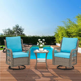 GAOMON 3 Pieces Outdoor Swivel Rocker Chair Set of 2 with Small Side Table, 360-Degree Swivel Rocking Chair - Photo 3