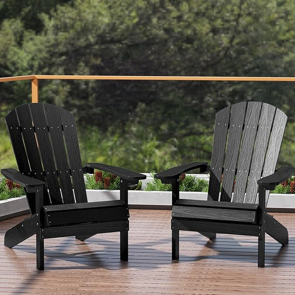 YEFU Adirondack Chairs Set of 2: Outdoor Chair HIPS Plastic Adirondack Chairs - Patio Chairs with Wood Texture - Lawn - Photo 1