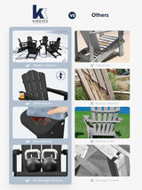 KINGYES Folding Adirondack Chair Set of 4, HDPE All-Weather Patio Chairs with Cup Holder - Photo 9