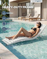 in-Pool Lounge Chairs Set of 2, Folding HDPE Pool Chairs Anti-Floating No Sandbags with Cup Holder & Handles - Photo 4