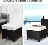 Outsunny 2 Piece 20" Patio Wicker Ottoman with Thick Padded Cushion, Multipurpose Outdoor PE Rattan Footrest - Photo 7