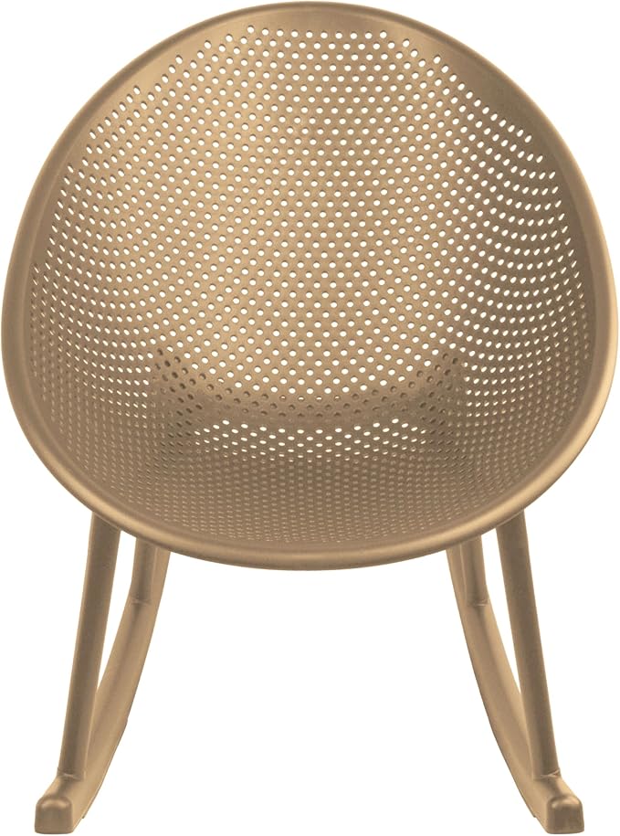 2xhome Set of 2 Patio Rocking Chairs | Oval Egg Shaped Lounge Rocker | All Weather Plastic | Modern Accent Side Chair for Indoor or Outdoor Use, Beige