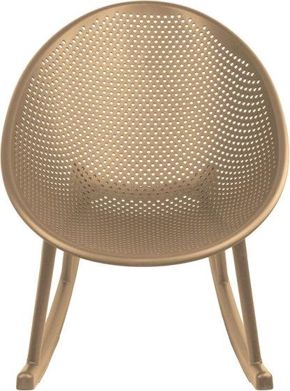 2xhome Set of 2 Patio Rocking Chairs | Oval Egg Shaped Lounge Rocker | All Weather Plastic | Modern Accent Side Chair for Indoor or Outdoor Use, Beige