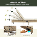 HOMREST Outdoor Chaise Lounge Chair Set of 2, Patio Wicker Lounge Chairs with Adjustable Backrest - Photo 3