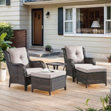 Belord Outdoor Wicker Furniture 5 Pieces Patio Furniture Set Patio Chairs with Ottomans and Side Table Conversation Set - Photo 1