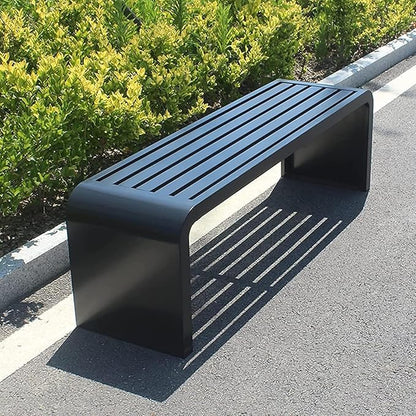 Metal Backless Garden Bench, Durable Steel Frame Outdoor Seating for Porch & Park, All-Weather Bench for Backyard, Patio, and Garden Use