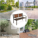 S AFSTAR Outdoor Garden Bench, Brown, Iron, Metal, Polyethylene, Rattan, 50.5 in Width, 2 Adults - Photo 7