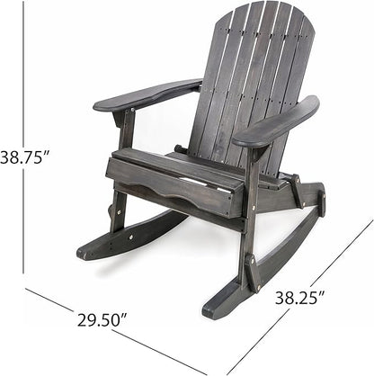 Christopher Knight Home Malibu Outdoor Acacia Wood Adirondack Rocking Chairs, 2-Pcs Set, Dark Grey