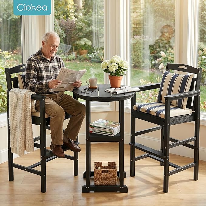 Ciokea 3-Pcs Bistro Table and Chairs - Photo 2