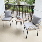 DWVO 3 Piece Patio Bistro Set, Patio Furniture Set Outdoor Wicker Bistro Rattan Chair Conversation Sets with Coffee - Photo 6