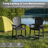 OTSUN Tall Adirondack Chairs Set of 4, HDPE Bar Height Outdoor Chairs, Adirondack Bar Stools for Patio Balcony & Porch - Photo 6