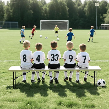 Real Relax 6 feet Plastic Folding Bench with Carrying Handle & Lock,Portable in/Outdoor Picnic Party Camping Dining Seat, Garden Soccer Multipurpose Entertaining Activities,Waterproof, 2 Pack, White