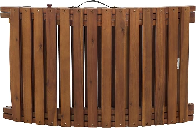 SAFAVIEH Outdoor Patio Furniture Collection - Fanty Brown Solid Wood Folding Chaise Lounge Chair - Photo 7