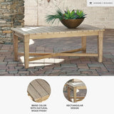 Signature Design by Ashley Outdoor Eucalyptus Carter Hall Patio Coffee Table, Beige - Photo 4