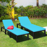 Tangkula Patio Wicker Lounge Chair, Outdoor Rattan Adjustable Reclining Backrest Lounger Chairs - Photo 2