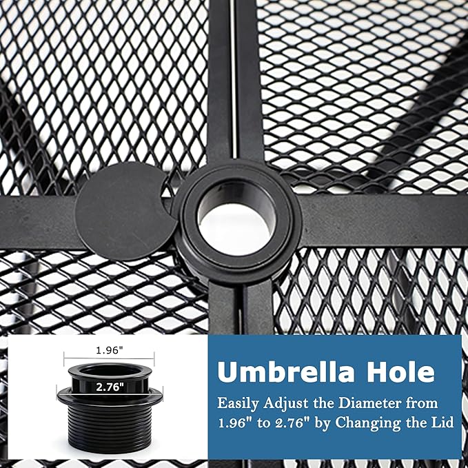 Square Patio Dining Table, All-Weather Metal Steel Mesh Patio Table with Umbrella Hole - Photo 4