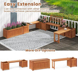 Outdoor Planter Bench with Boxes, Wood Seat with 3 Open-Ended Base Garden Beds & Backrest - Photo 7