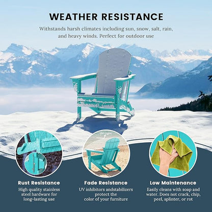 WO WESTIN OUTDOOR HDPE Laguna Outdoor Folding Poly Adirondack Chair (Set of 8),Turquoise