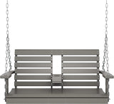 KINGYES Outdoor Hanging Porch Swing, 2 Seat Patio Chair With Cup Holders, Waterproof Bench for Courtyard & Garden - Photo 9