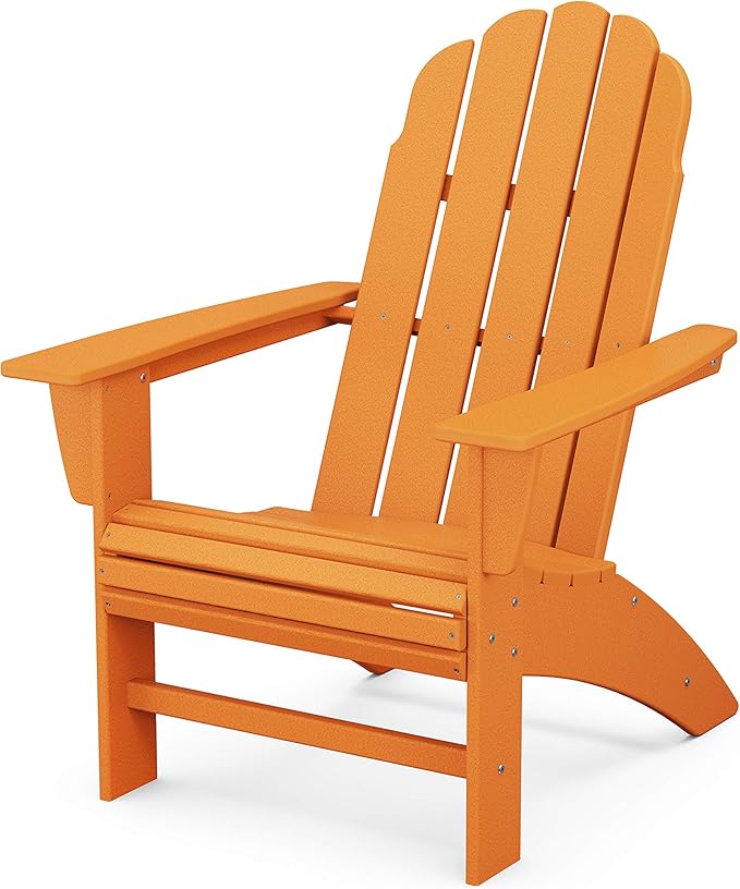 POLYWOOD Vineyard Curveback Adirondack Chair, Tangerine - Premium HDPE Outdoor Patio Furniture - Classic Curved Back Design - Fade-Resistant Poly Lumber - Comfortable Deck & Garden Seating