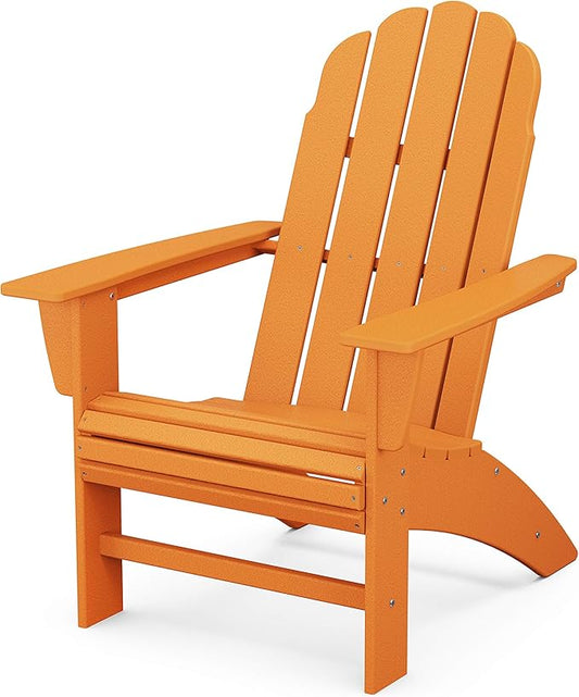 POLYWOOD Vineyard Curveback Adirondack Chair, Tangerine - Premium HDPE Outdoor Patio Furniture - Classic Curved Back Design - Fade-Resistant Poly Lumber - Comfortable Deck & Garden Seating