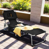 Goplus Tanning Chair, Folding Beach Lounge Chair with Face &Arm Hole, 5-Position Adjustable, Removable Pillow - Photo 2