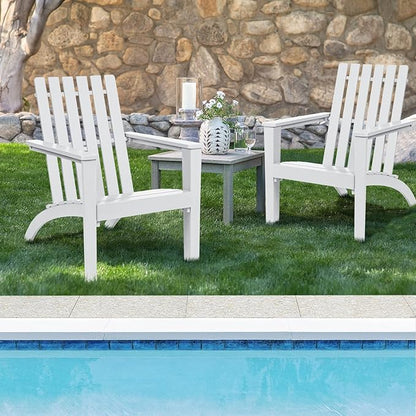 Giantex Adirondack Chair Set of 4 Acacia Wood Outdoor Chairs, 350 lbs Weight Capacity, Weather Resistant Campfire Chairs for Lawn Seating, Garden, Poolside, Balcony, Patio Lounger, White