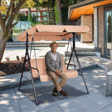Tangkula 2 Person Porch Swing, Outdoor Swing with Removable Cushions, Solid Steel Structure - Photo 3