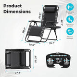 Homall Zero Gravity Chair Patio Folding Lawn Outdoor Lounge Gravity Camp Reclining Lounge Chair with Cup Holder Pillows - Photo 3