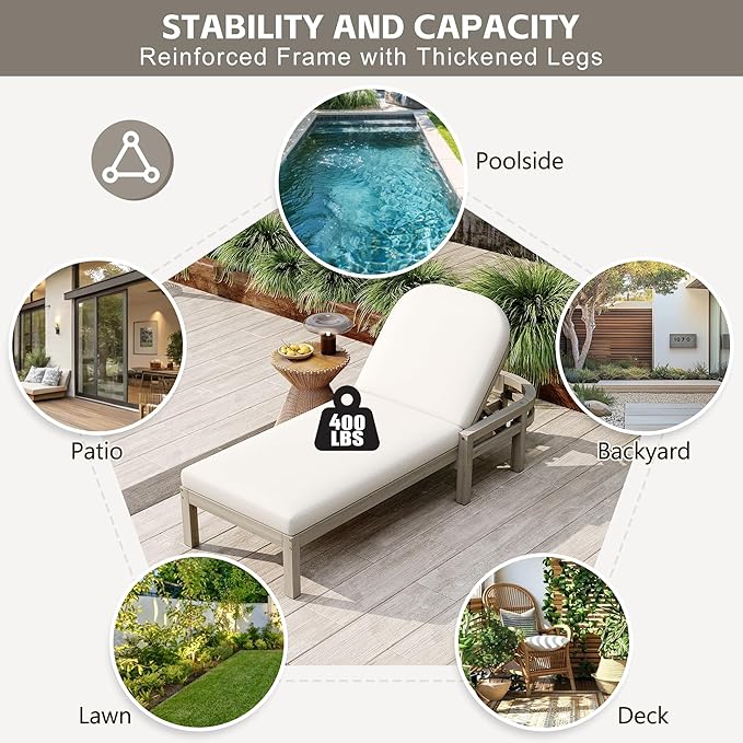 LUMISOL Acacia Wood Outdoor Chaise Lounge - Photo 4