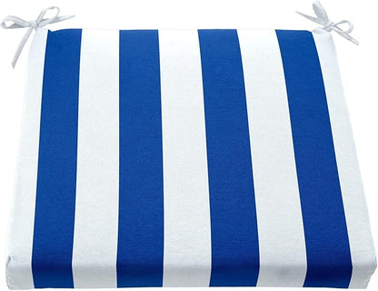 BrylaneHome Chair Cushion with Ties - 18.75" L x 18" W - Patio & Outdoor - Water, Stain & Fade Resistant - Bright Cobalt Cabana