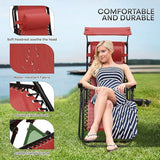 Athena Collection Patio Chairs Set of 2 Reclining Lounge Chair with Cup Holder and Pillow Fabric Camping Chairs with - Photo 8