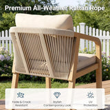 Wisteria Lane Acacia Patio Dining Chairs Set of 2, Outdoor Wood Chairs with Thick Cushions - Photo 5