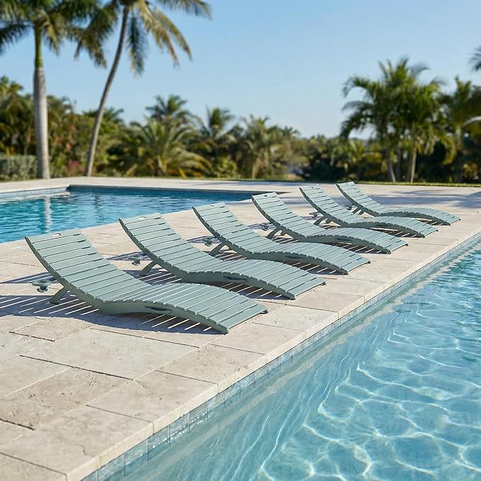 in-Pool Lounge Chairs Set of 2, Folding HDPE Pool Chairs Anti-Floating No Sandbags with Cup Holder & Handles - Photo 1