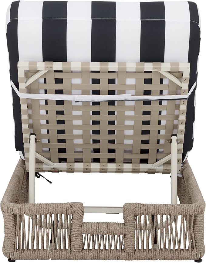 SAFAVIEH Outdoor Patio Furniture Collection - Gillian Heather Tan Rope Daybed, Navy Stripe Cushion, Coastal Sunlounger - Photo 5