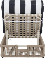 SAFAVIEH Outdoor Patio Furniture Collection - Gillian Heather Tan Rope Daybed, Navy Stripe Cushion, Coastal Sunlounger - Photo 5