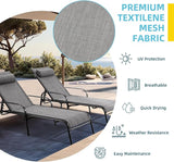 EROMMY Patio Chaise Lounge, Set of 2 Outdoor Lounge Chair (Grey) - Photo 4