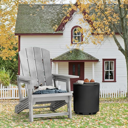 Adirondack Chair, Plastic Outdoor Weather Resistant Lawn Furniture, Patio with Cup Holder Without Screws Install, 400 LBS Capacity Recliner Chair Garden Chair for Backyard Beach, Grey