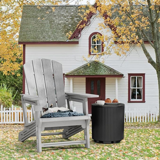 Adirondack Chair, Plastic Outdoor Weather Resistant Lawn Furniture, Patio with Cup Holder Without Screws Install, 400 LBS Capacity Recliner Chair Garden Chair for Backyard Beach, Grey